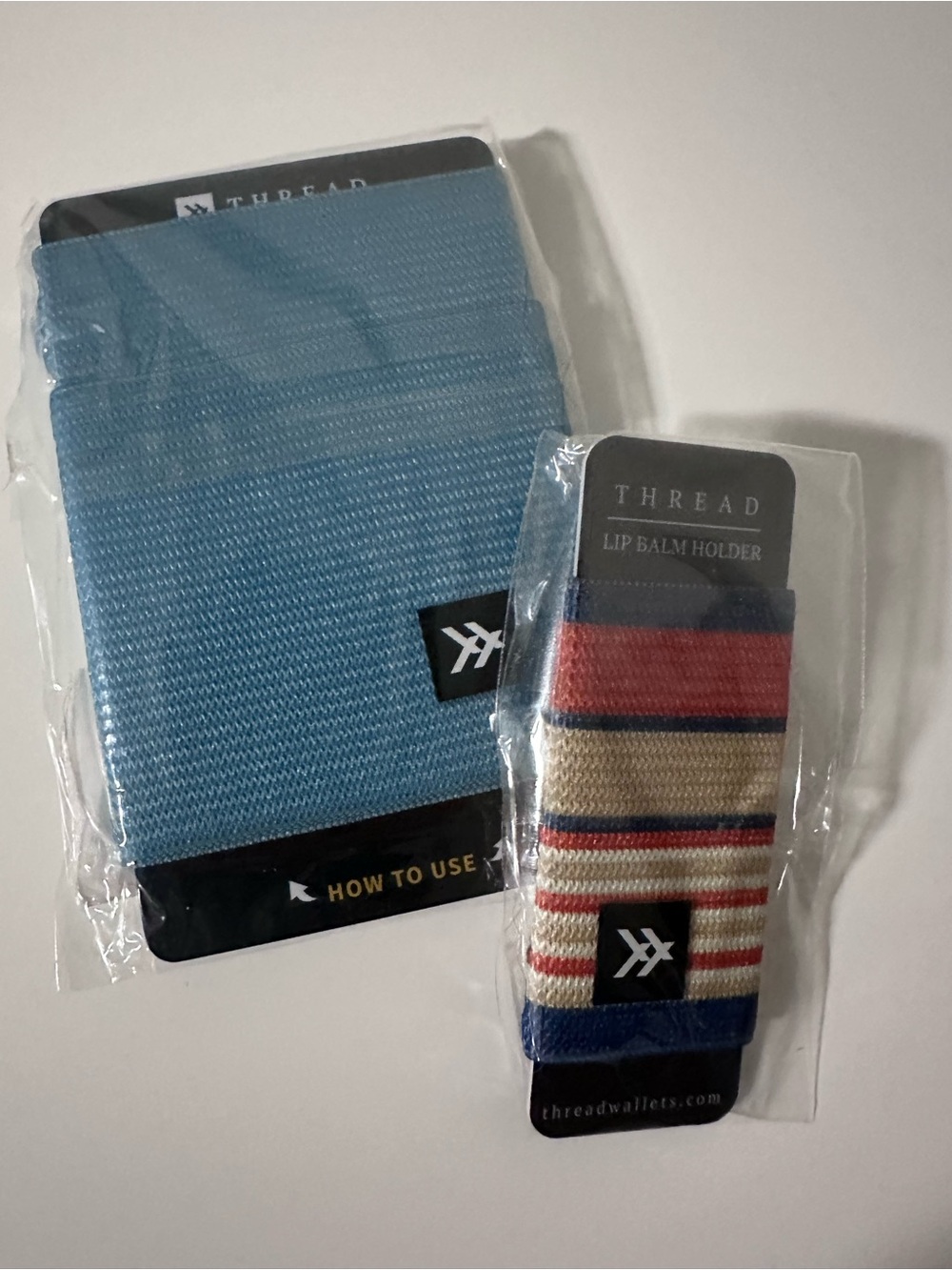 Thread Blue Elastic Card Holder & Stripe Lip Balm Holder Set